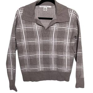 Max Studio Grey Plaid Sweater